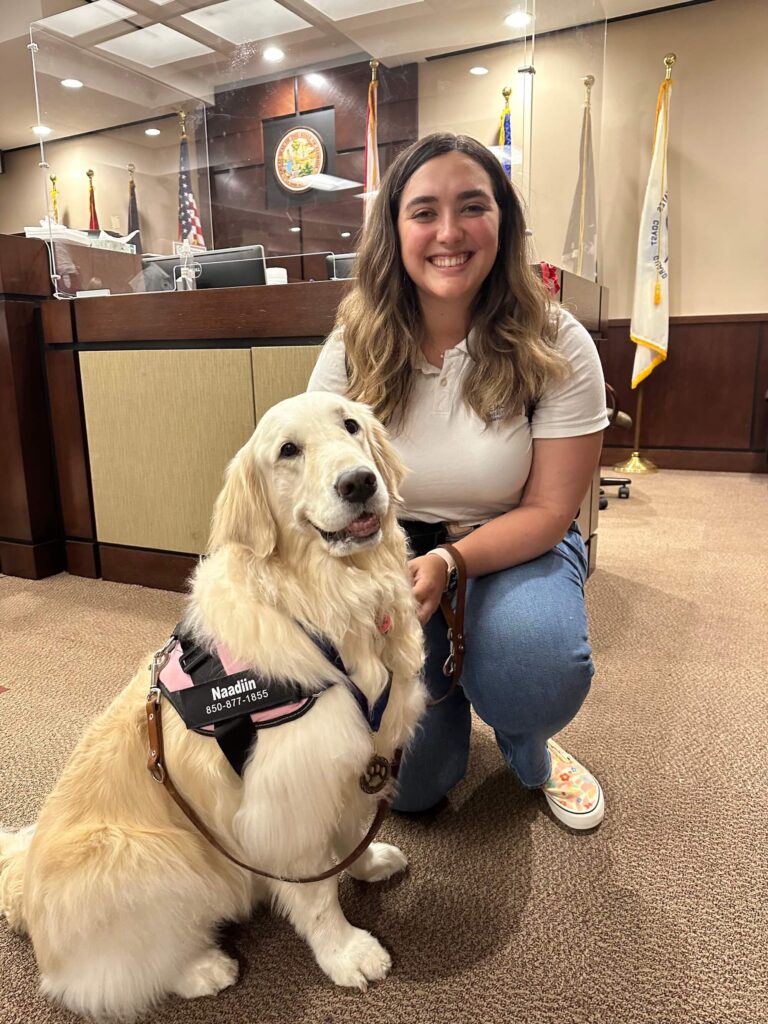 therapy dog and owner for courts program